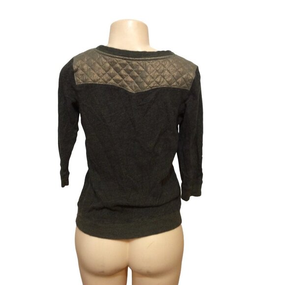 EXPRESS 3/4 Sleeve Top  Small Gray Cotton/Polyester Rayon - Picture 3 of 4